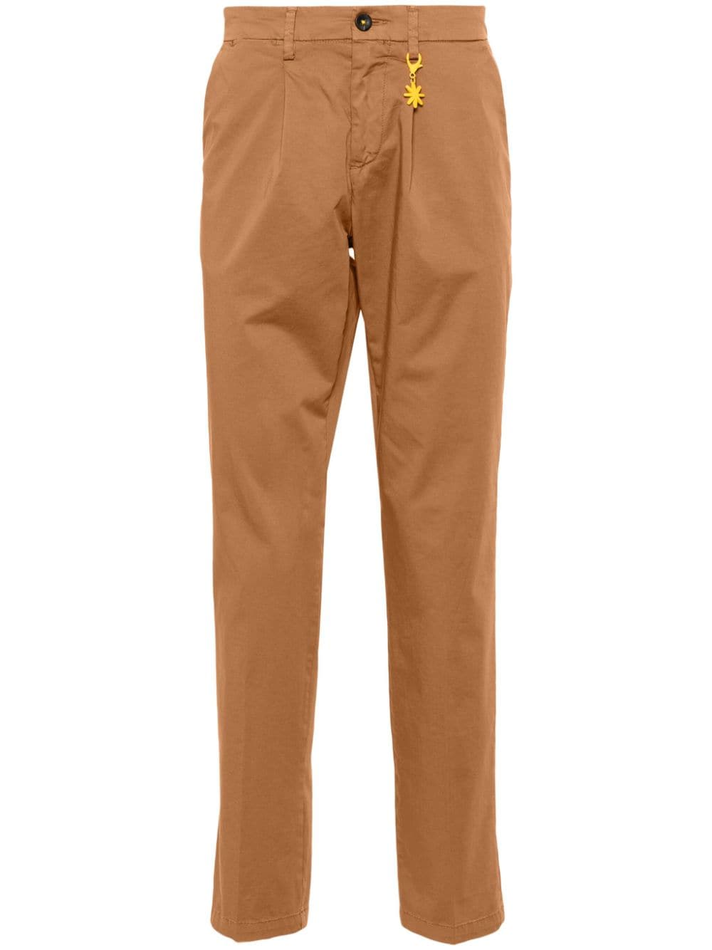 Manuel Ritz Garment-dyed Straight Trousers In Brown