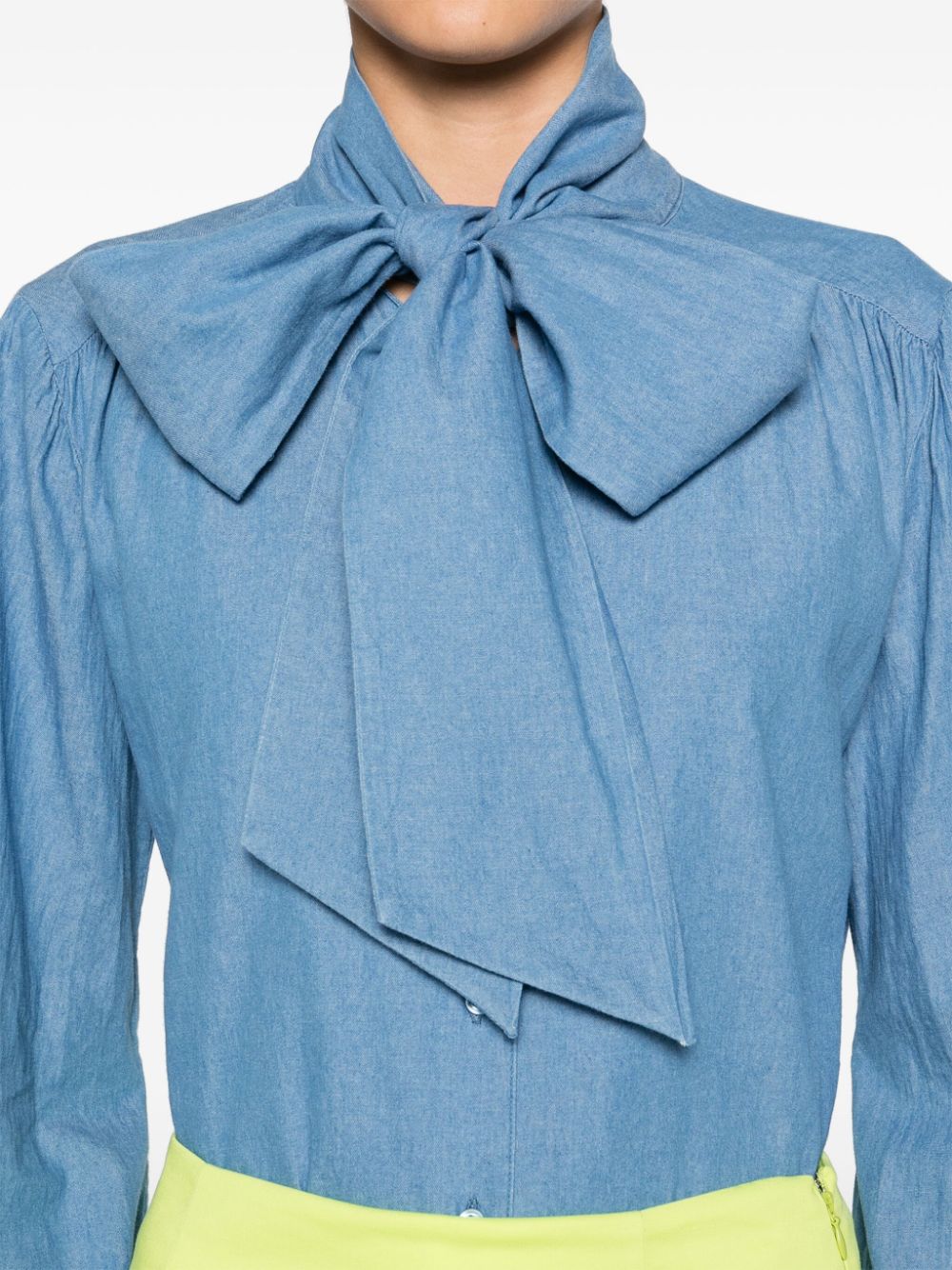 Shop Manuel Ritz Scarf-collar Button-up Shirt In Blue