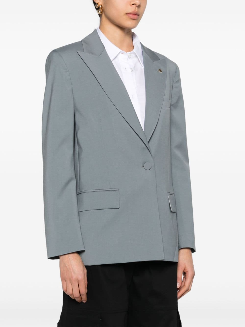 Shop Manuel Ritz Peak-lapels Single-breasted Blazer In Grey