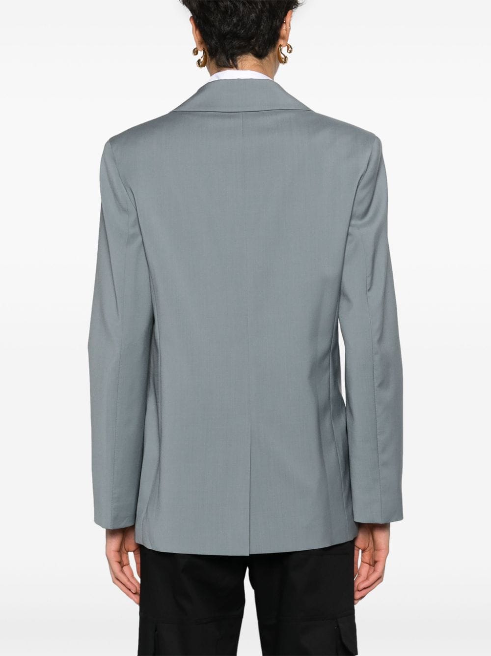 Shop Manuel Ritz Peak-lapels Single-breasted Blazer In Grey