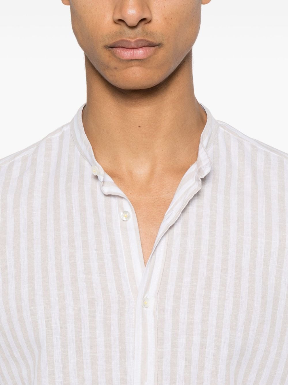Shop Manuel Ritz Striped Slub-texture Shirt In Neutrals