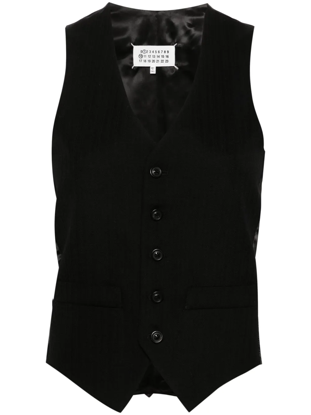 Maison Margiela Herringbone Wool Waistcoat In Black