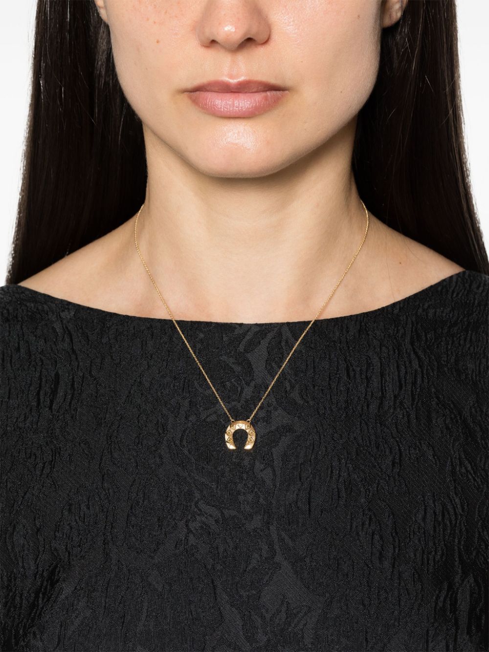 Shop Harwell Godfrey 18kt Yellow Gold Mini Horseshoe Pendant Necklace