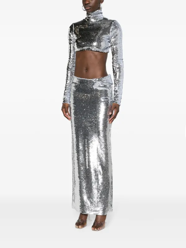 LaQuan Smith Sequinned Maxi Skirt | Silver | FARFETCH