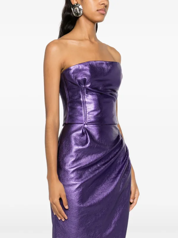 LaQuan Smith bustier-style Leather Top | Purple | FARFETCH