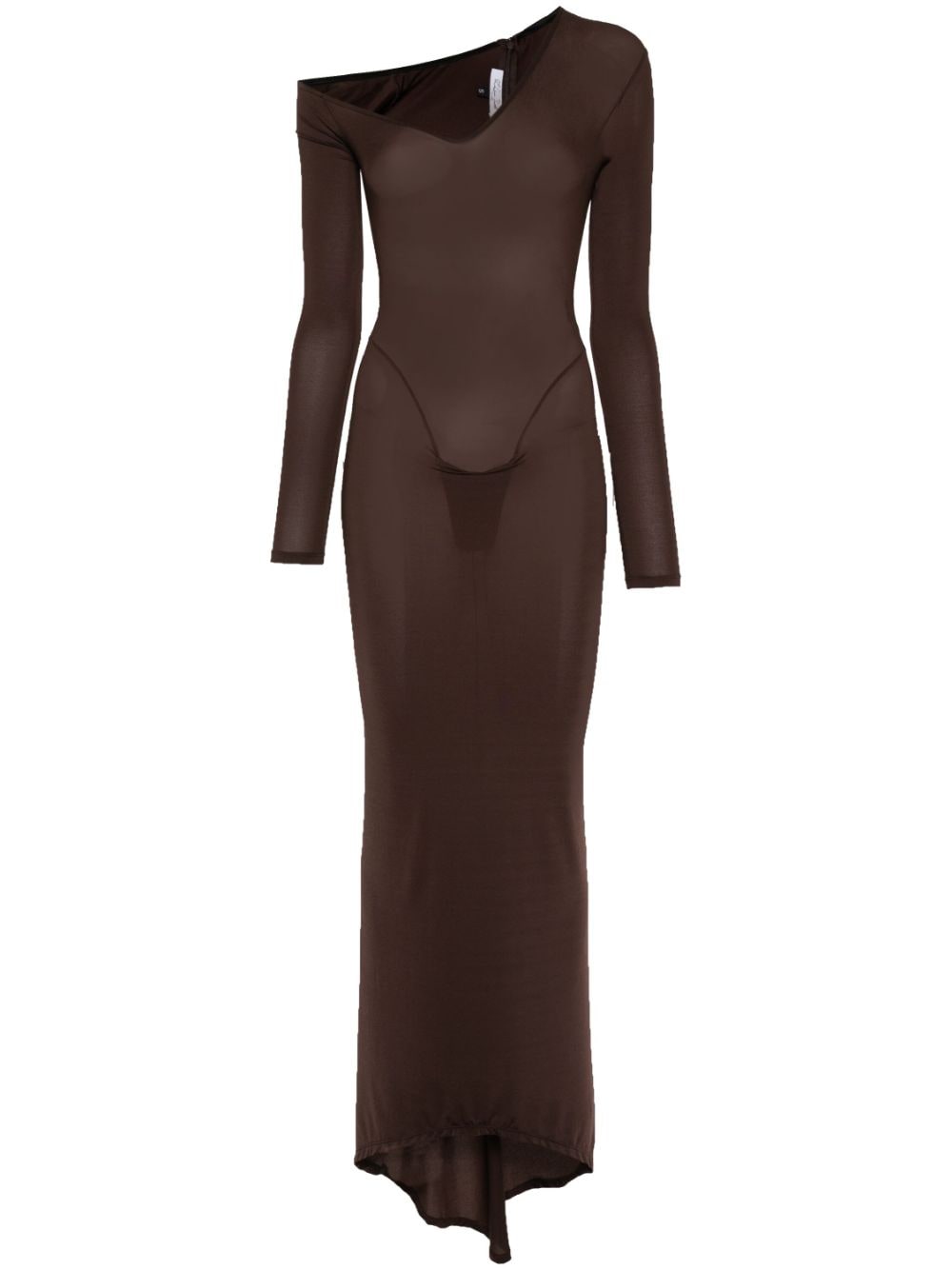 LaQuan Smith - scoop-neck maxi dress - women - Elastane/Polyamide - M - Brown