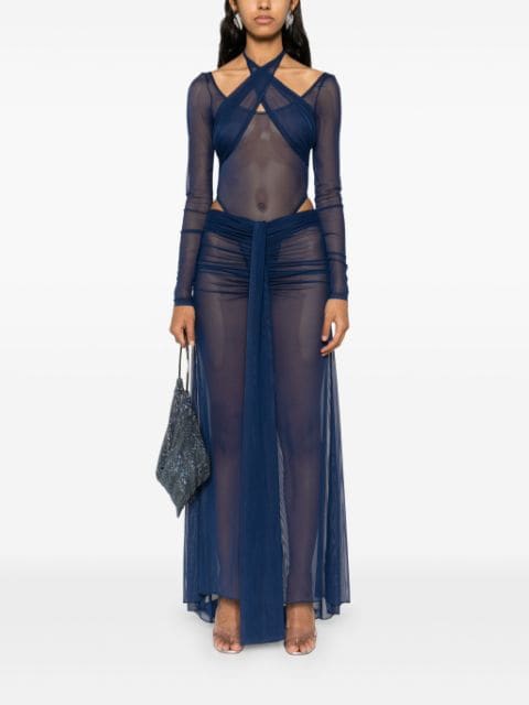 LaQuan Smith mesh-design bodysuit