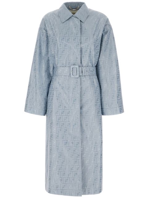 FENDI FF-jacquard belted midi coat