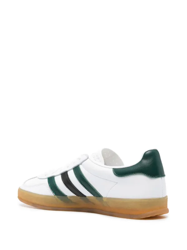 Adidas gazelle leather trainers in white/green/gum hotsell