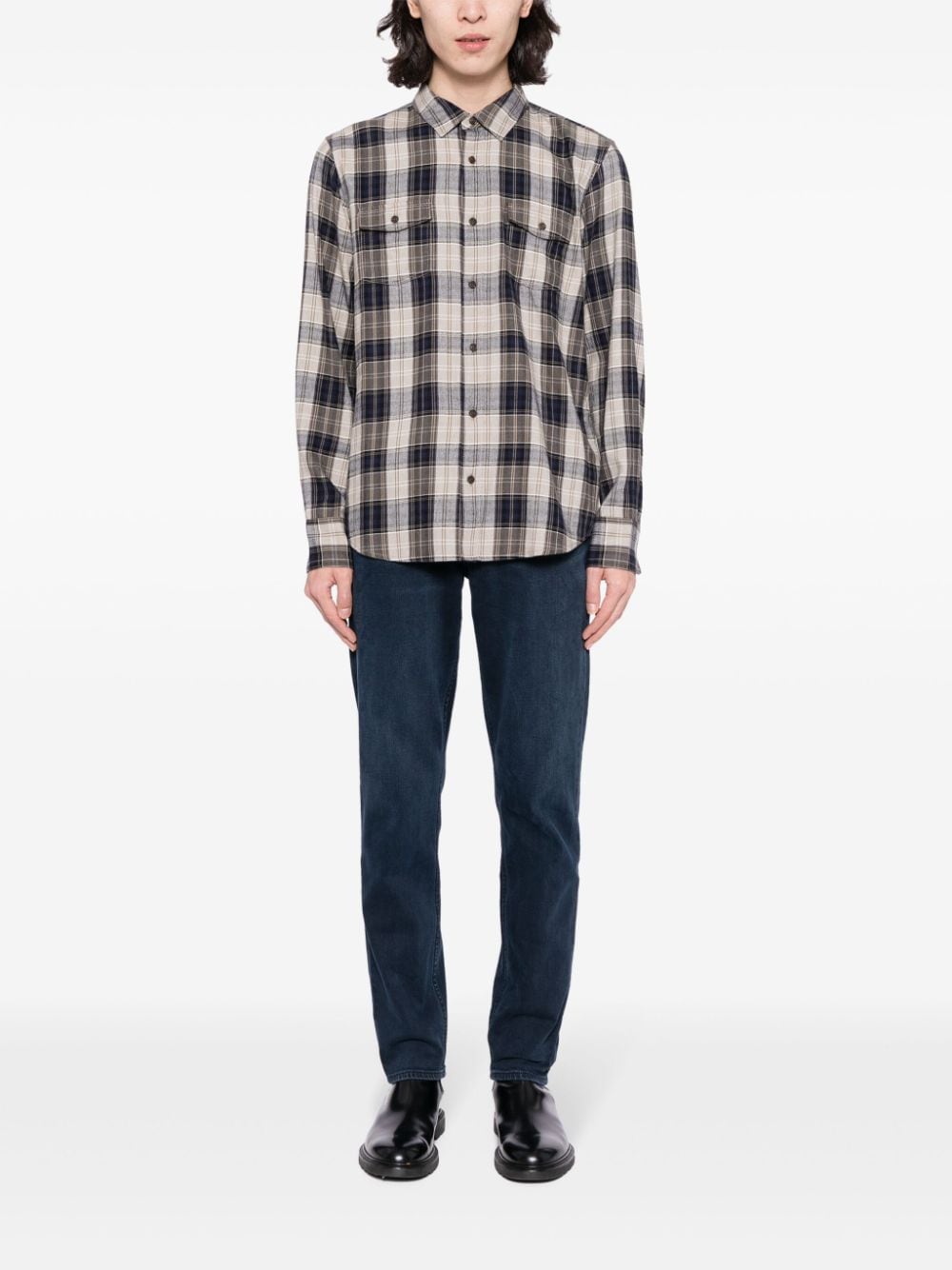 PAIGE Everett checked shirt - Beige