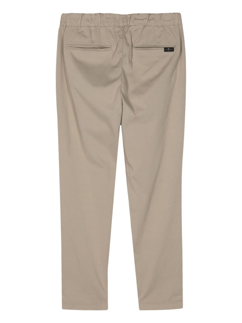 Shop 7 For All Mankind Tapered-leg Cotton Trousers In Neutrals