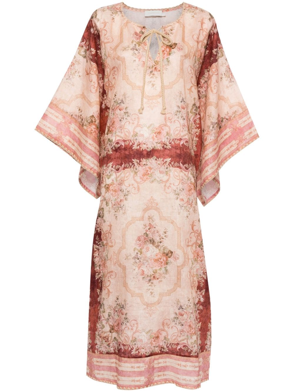 Zimmermann Floral-print Linen Midi Dress In Multicolour