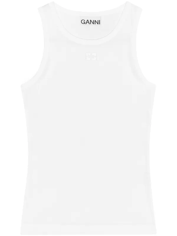GANNI Ribbed Tank Top | White | FARFETCH GE