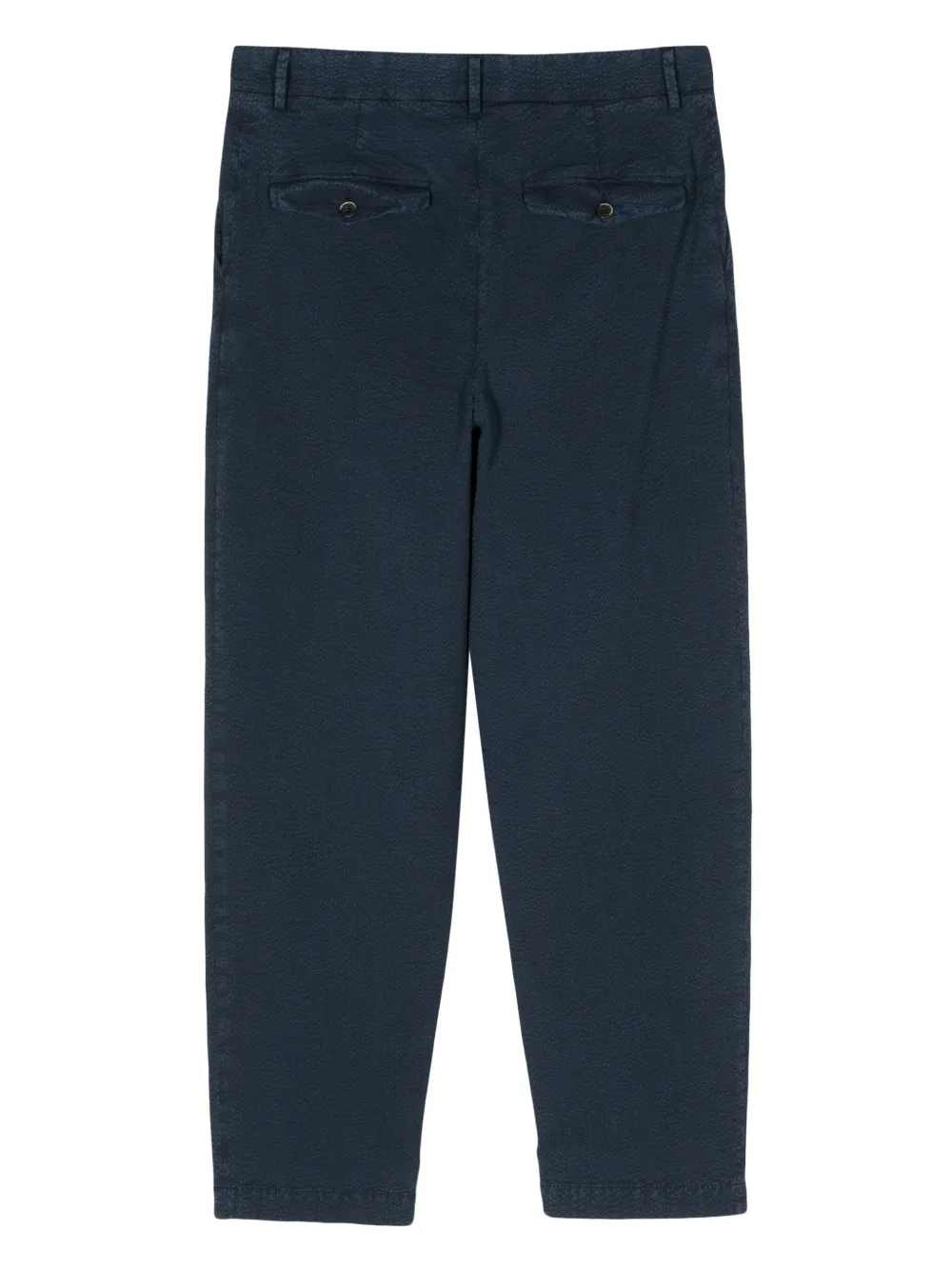 Shop Barena Venezia Textured Tapered Cotton Trousers In Blue