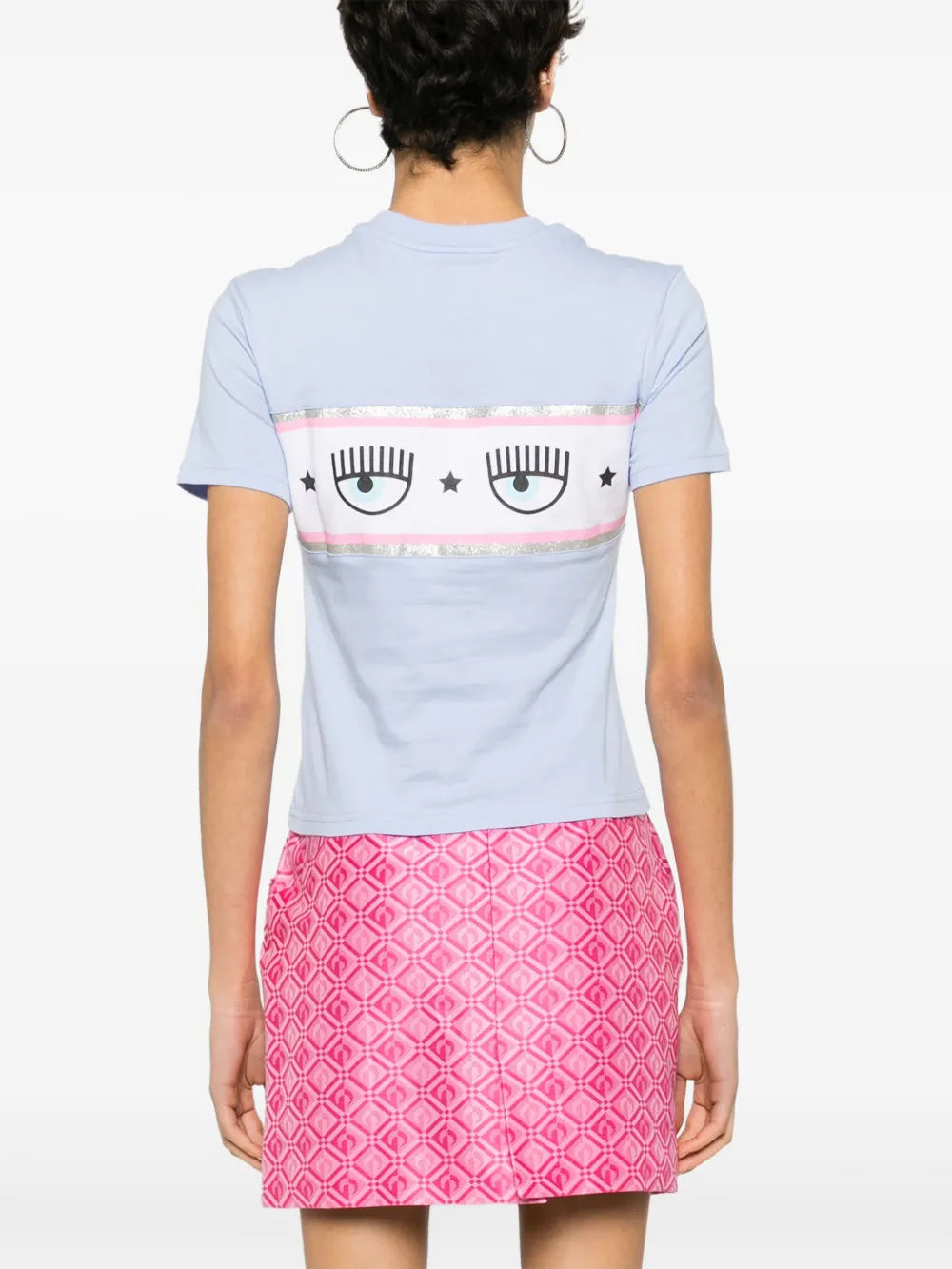 Shop Chiara Ferragni Eyelike-motif Cotton T-shirt In 蓝色