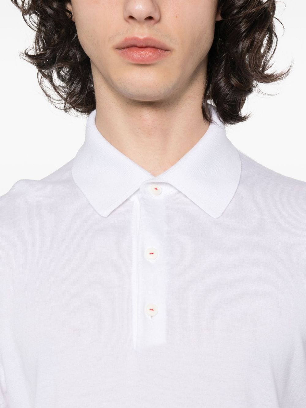 Shop Kiton Fine-knit Polo Shirt In White