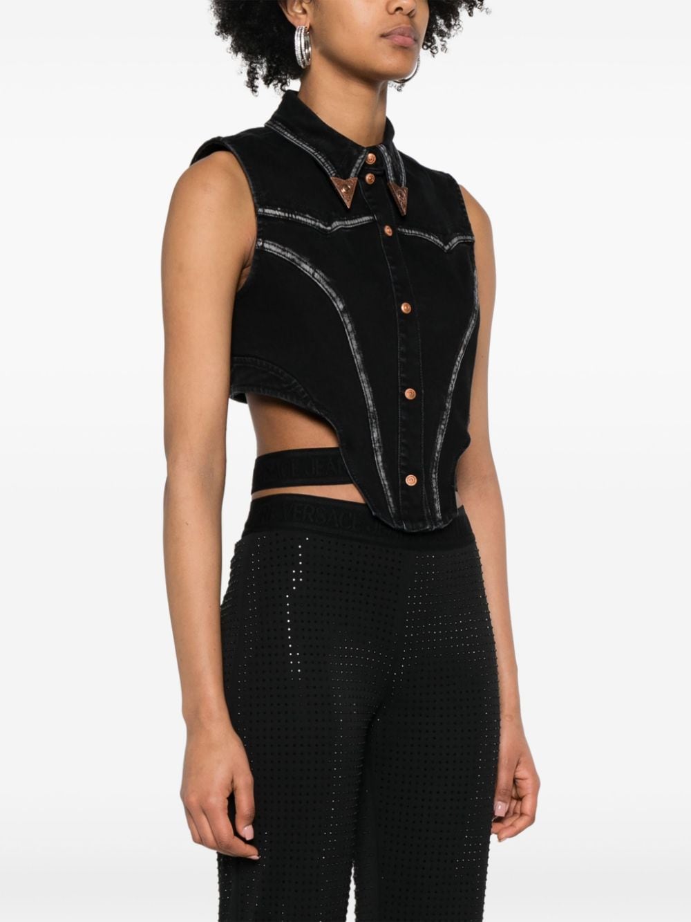 Versace Jeans Couture Denim spencer in korset-stijl Zwart