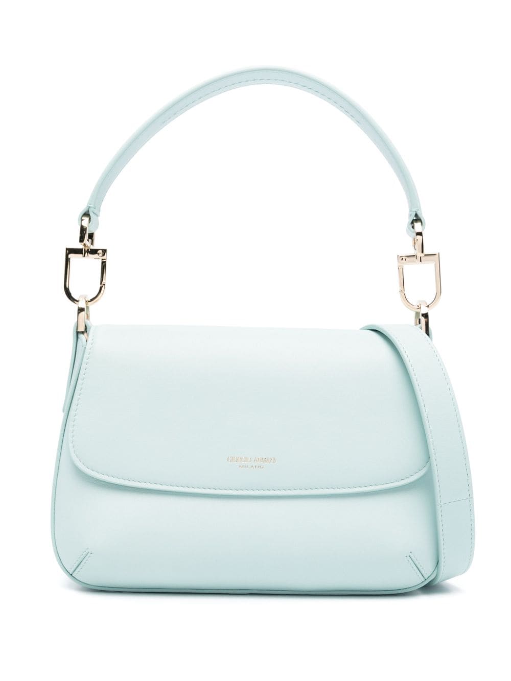 Shop Giorgio Armani Logo-stamp Leather Bag In Blau