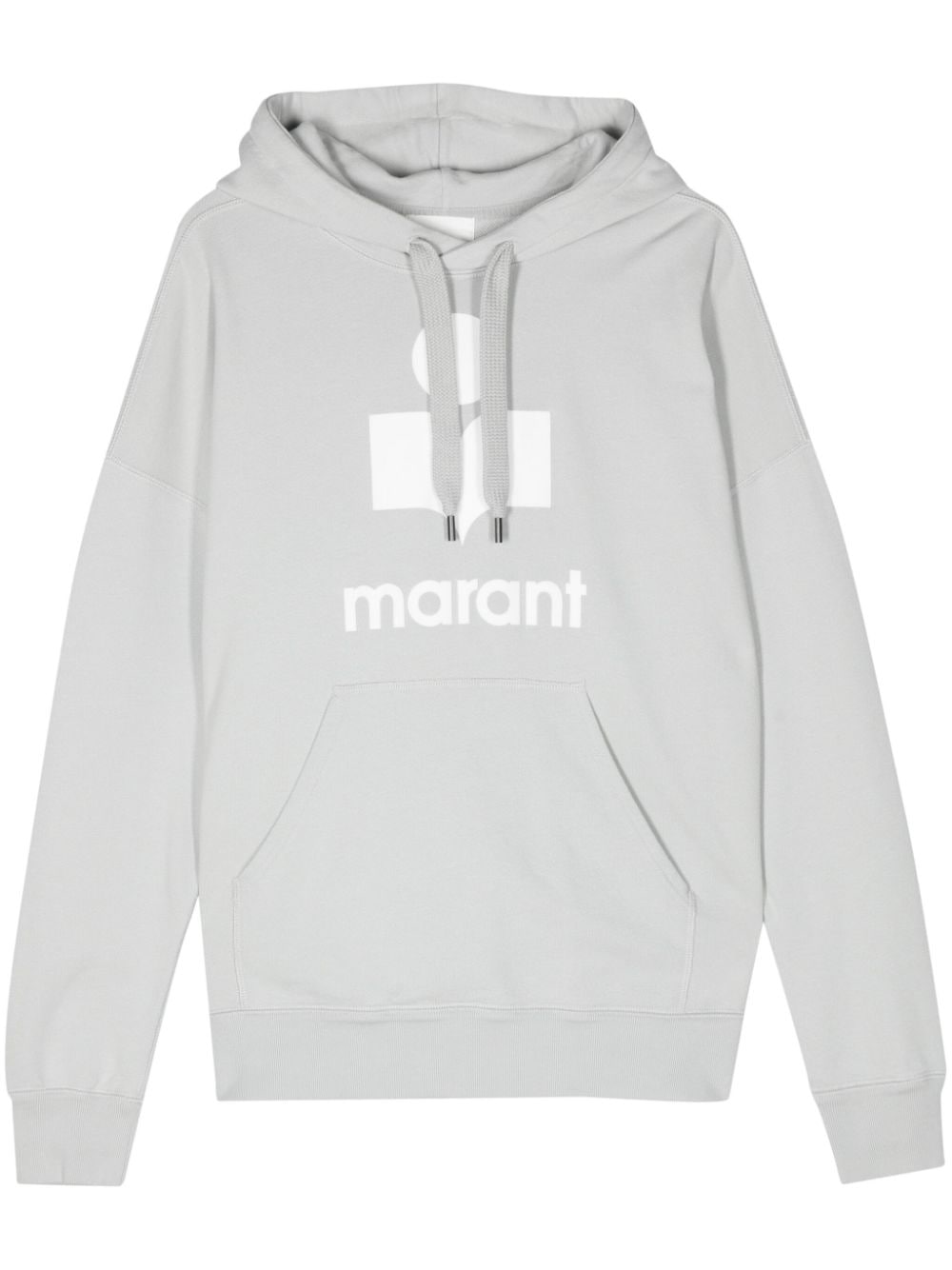 Marant Logo-flocked Jersey Hoodie In Blue