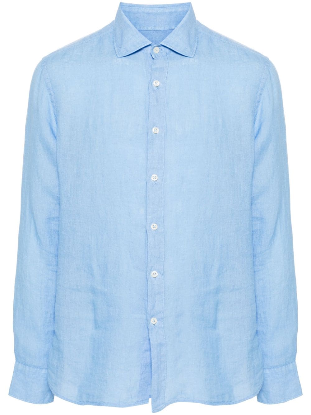 120% lino chemise en lin - bleu