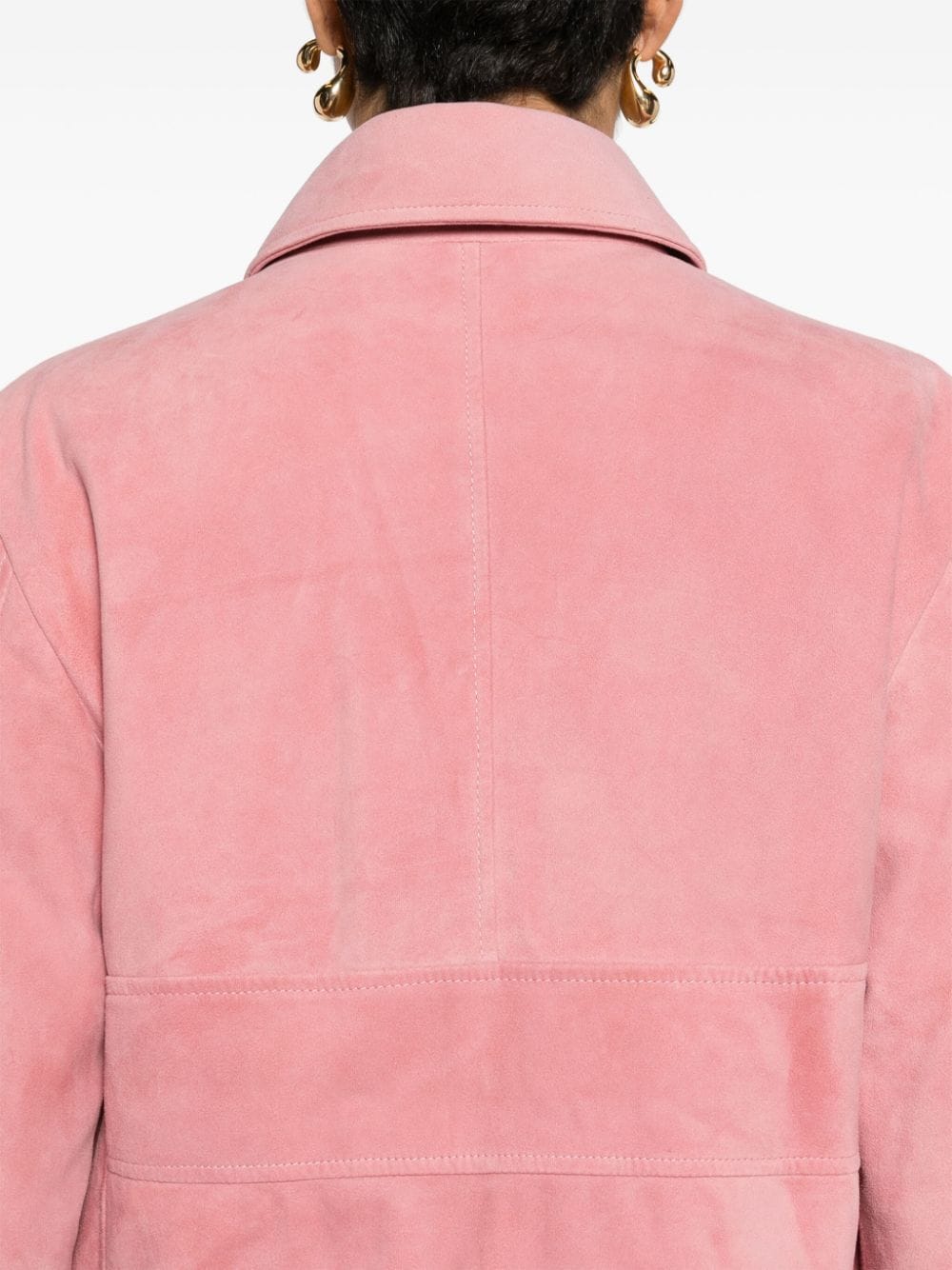 Shop Manuel Ritz Zip-up Suede Shirt Jacket In Pink