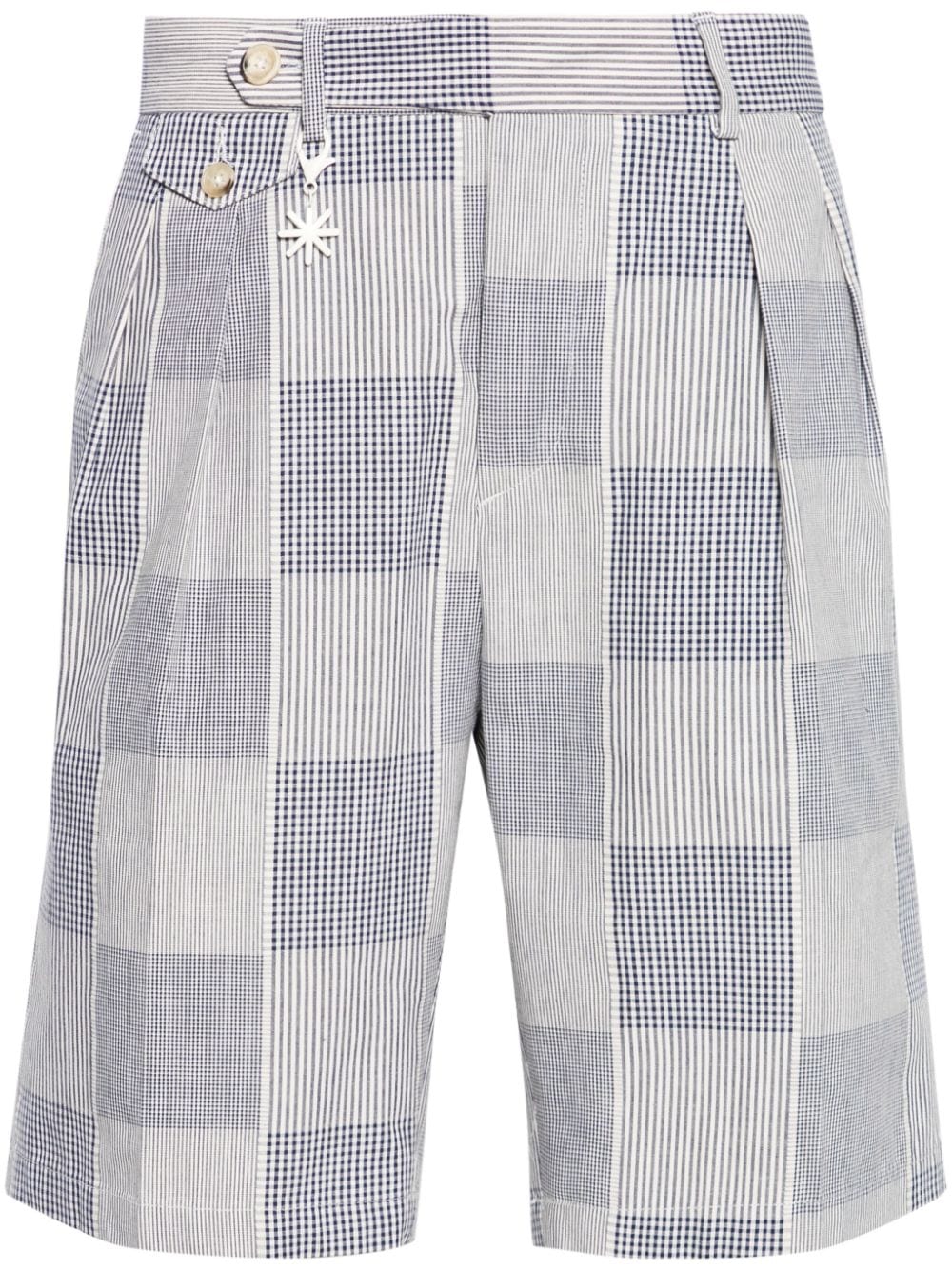 Manuel Ritz Checked Cotton Bermuda Shorts In Blue