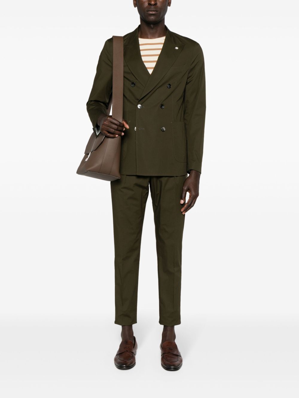 Shop Manuel Ritz Double-breasted Cotton Suit In Green