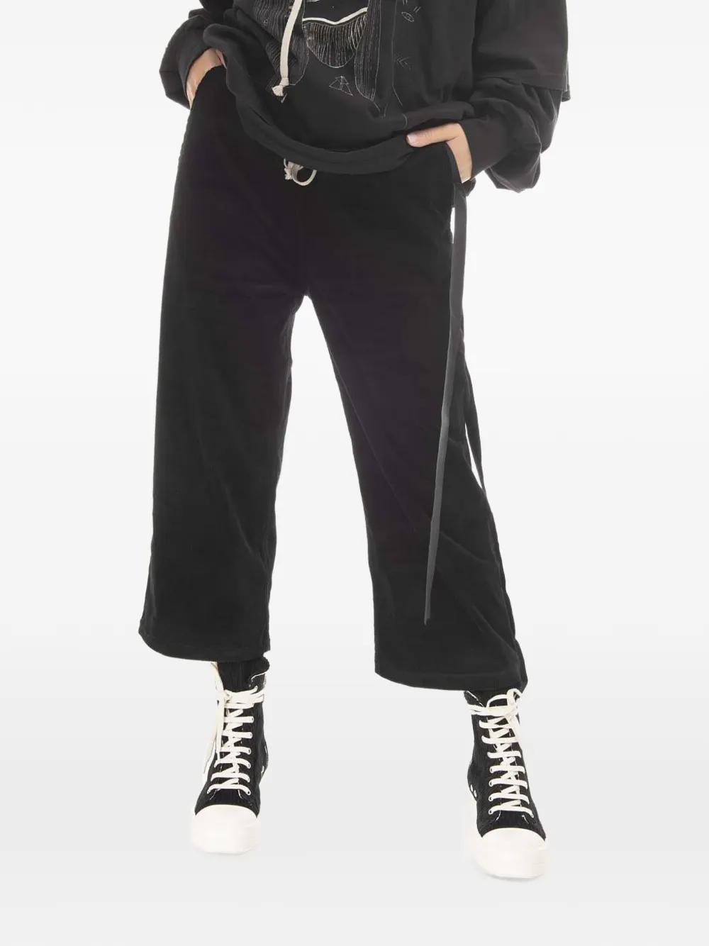 Rick Owens DRKSHDW corduroy drawstring track pants - Nero