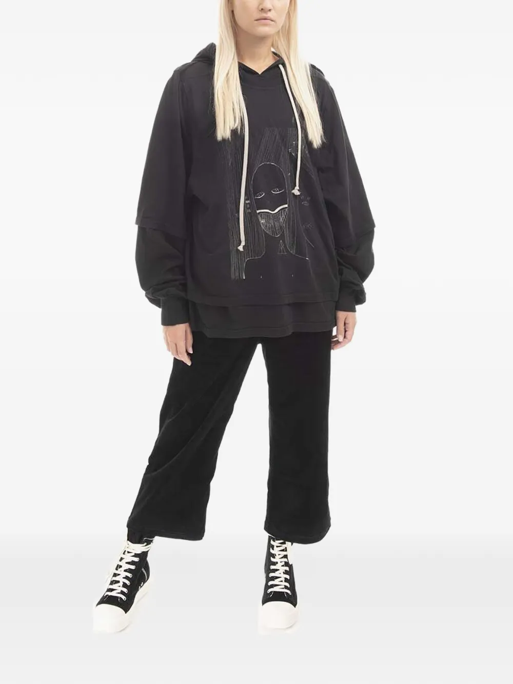 Rick Owens DRKSHDW corduroy drawstring track pants Zwart