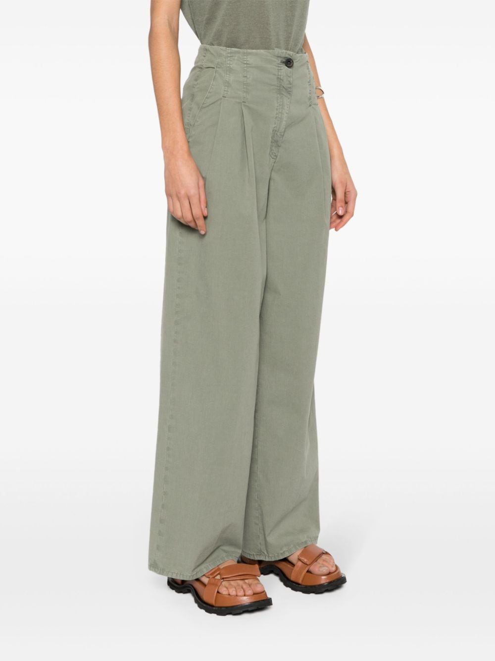 Shop Peserico Pleat-detailing Palazzo Pants In Green