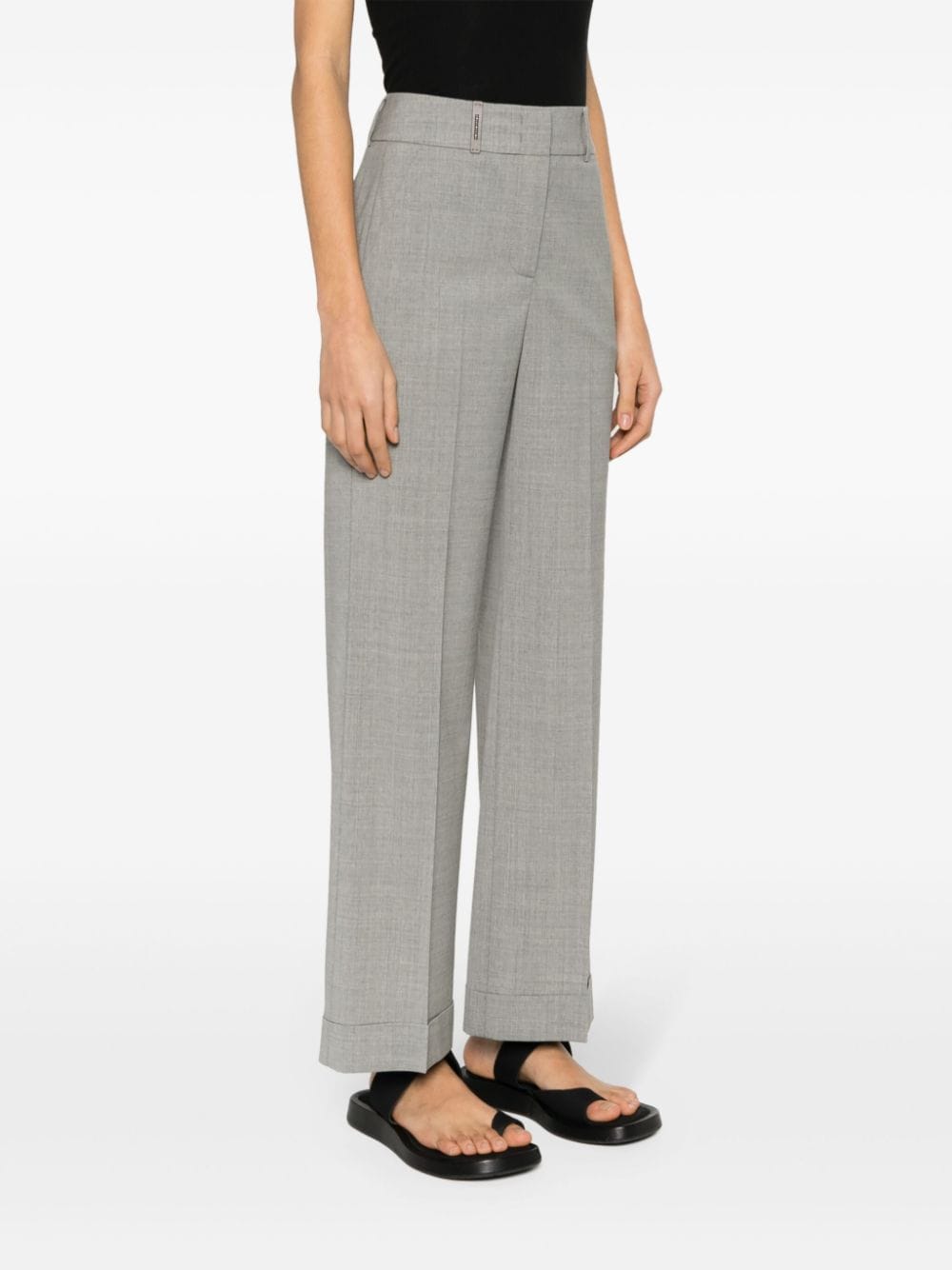 Shop Peserico Pressed-crease Tailored Trousers In Grey
