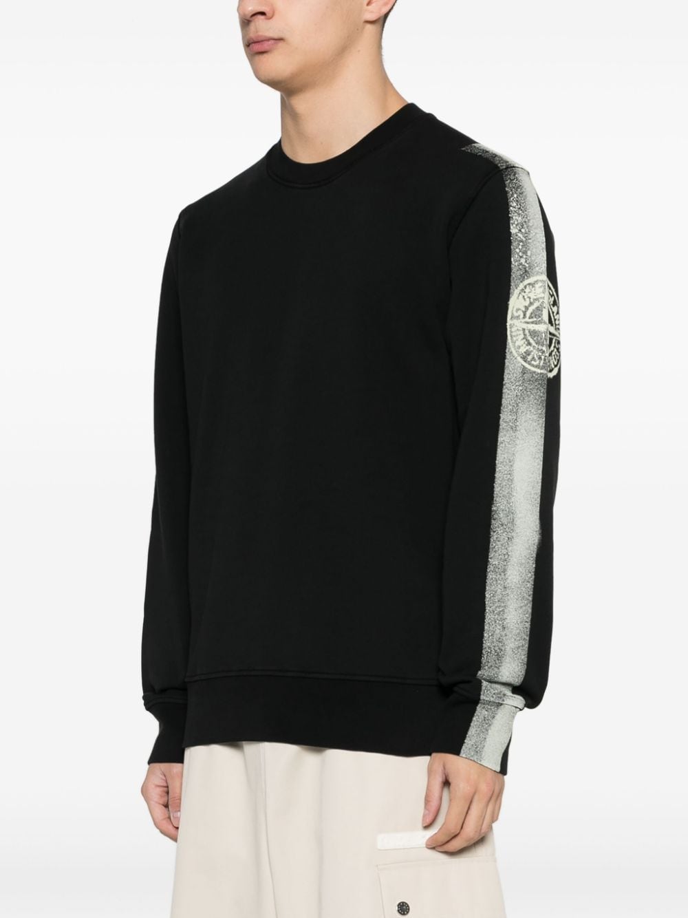 Stone Island Sweater met vervaagde logoprint Zwart