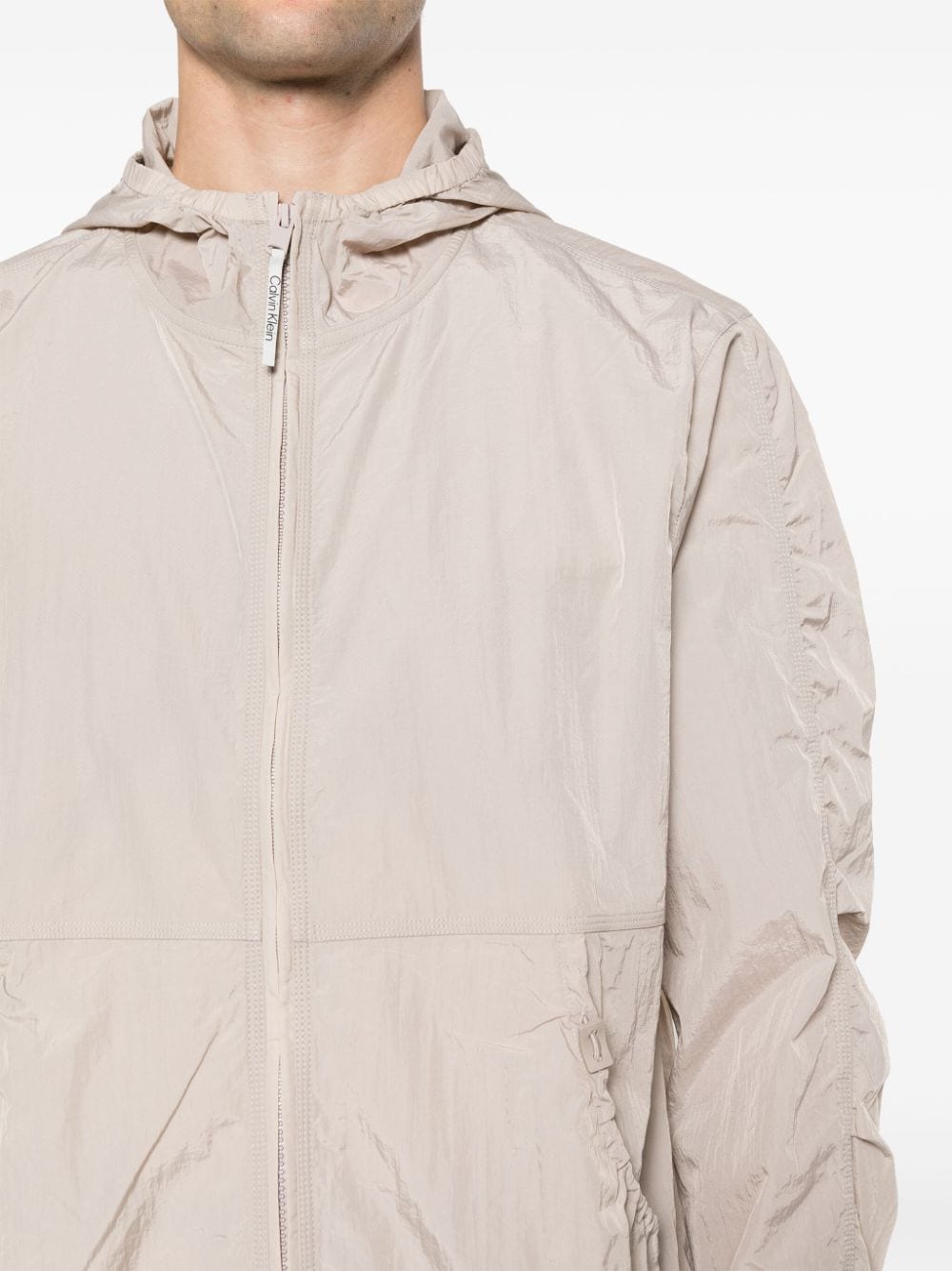 Shop Calvin Klein Hooded Windbreaker Jacket In Grey