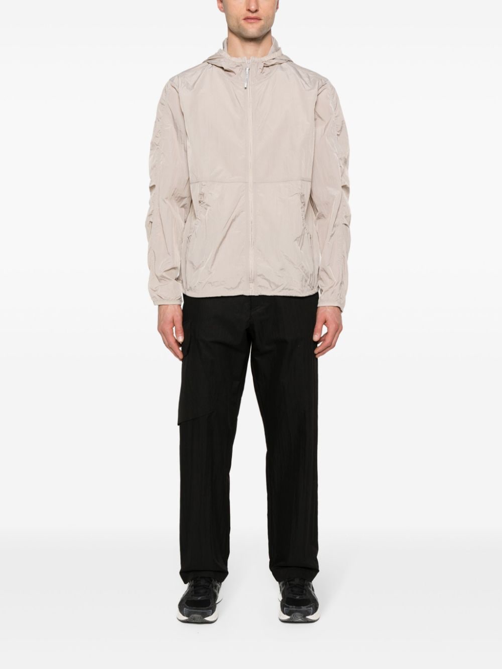 Shop Calvin Klein Hooded Windbreaker Jacket In Grey