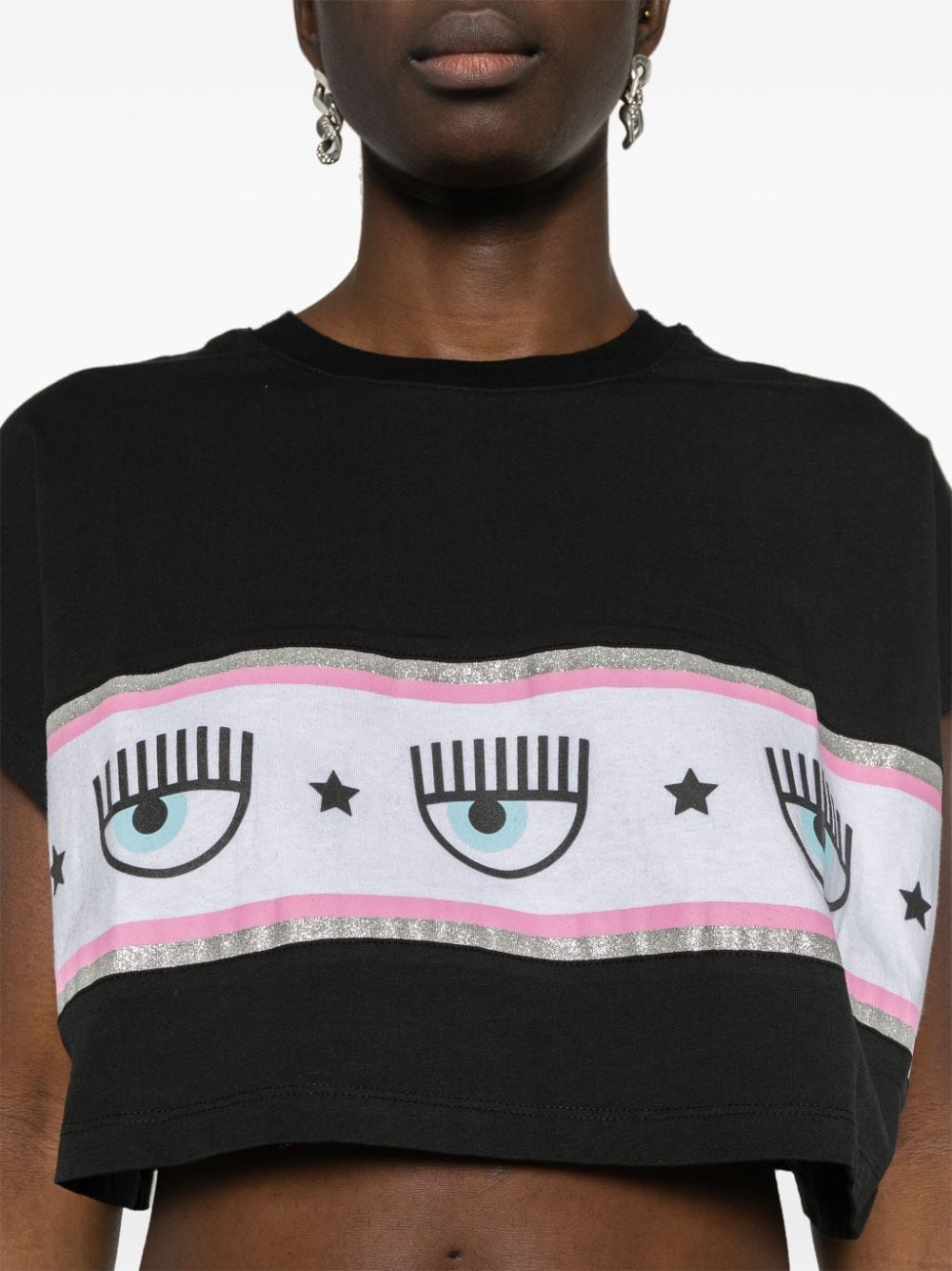 Chiara Ferragni Cropped T-shirt met logoprint Zwart