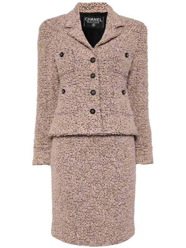 CHANEL Pre Owned 1994 Boucle Skirt Suit Farfetch