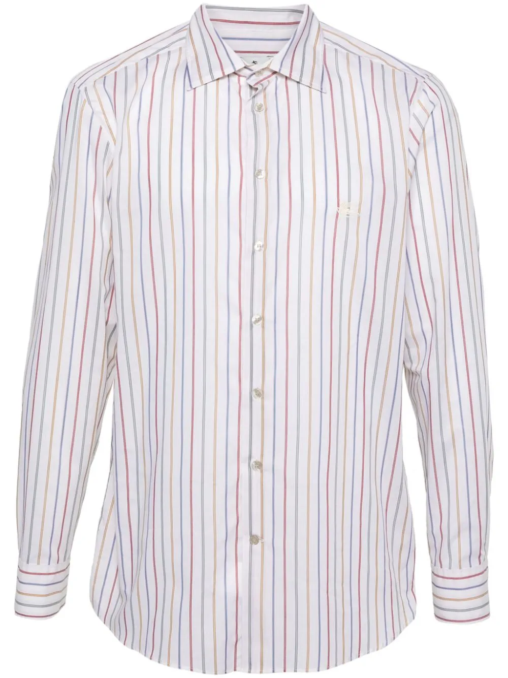 Etro Pegaso Embroidered Striped Shirt In Neutrals