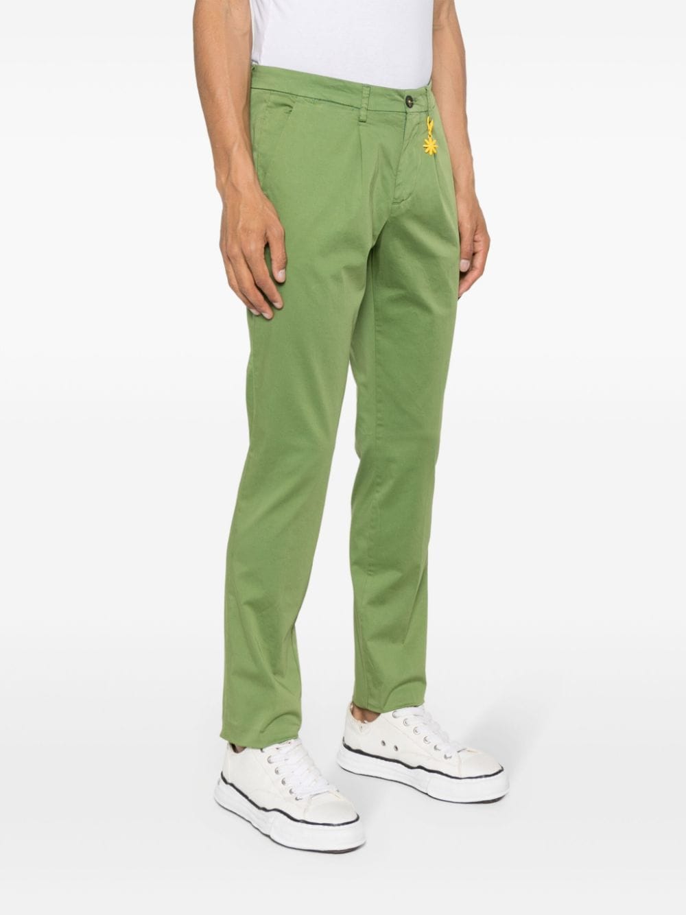 Shop Manuel Ritz Garment-dyed Straight Trousers In Green