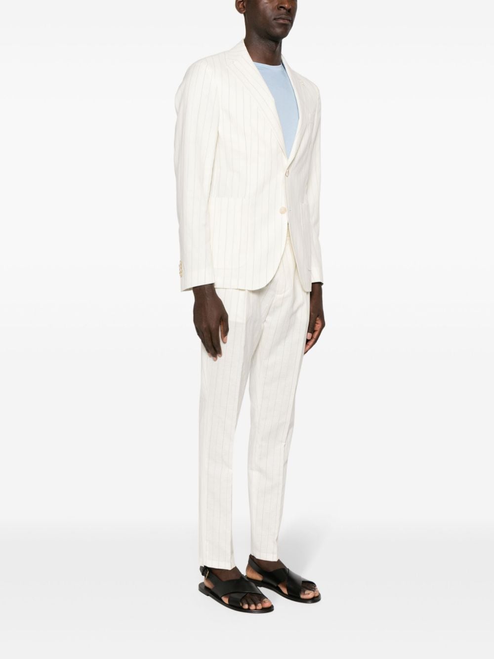 Shop Manuel Ritz Pinstriped Single-breasted Suit In Neutrals