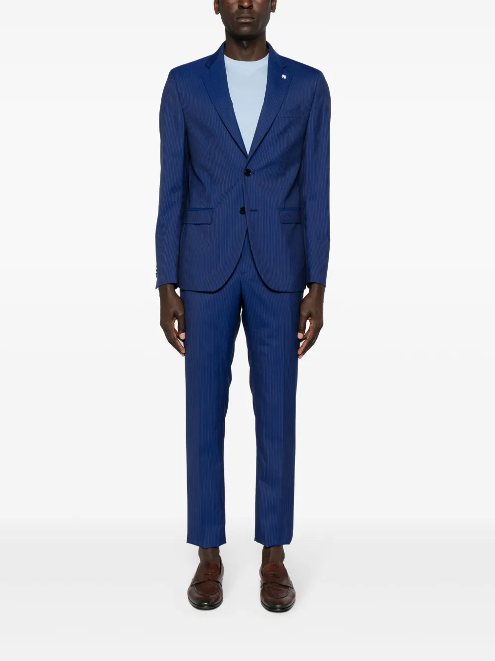 Manuel Ritz pinstripe single-breasted suit - Blauw