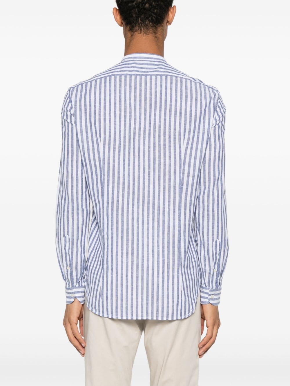 Shop Manuel Ritz Striped Slub-texture Shirt In Blue