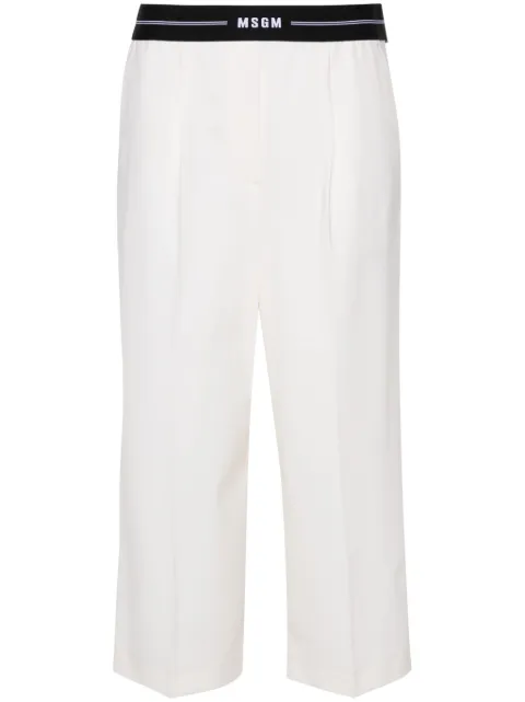 MSGM logo-waistband cropped trousers