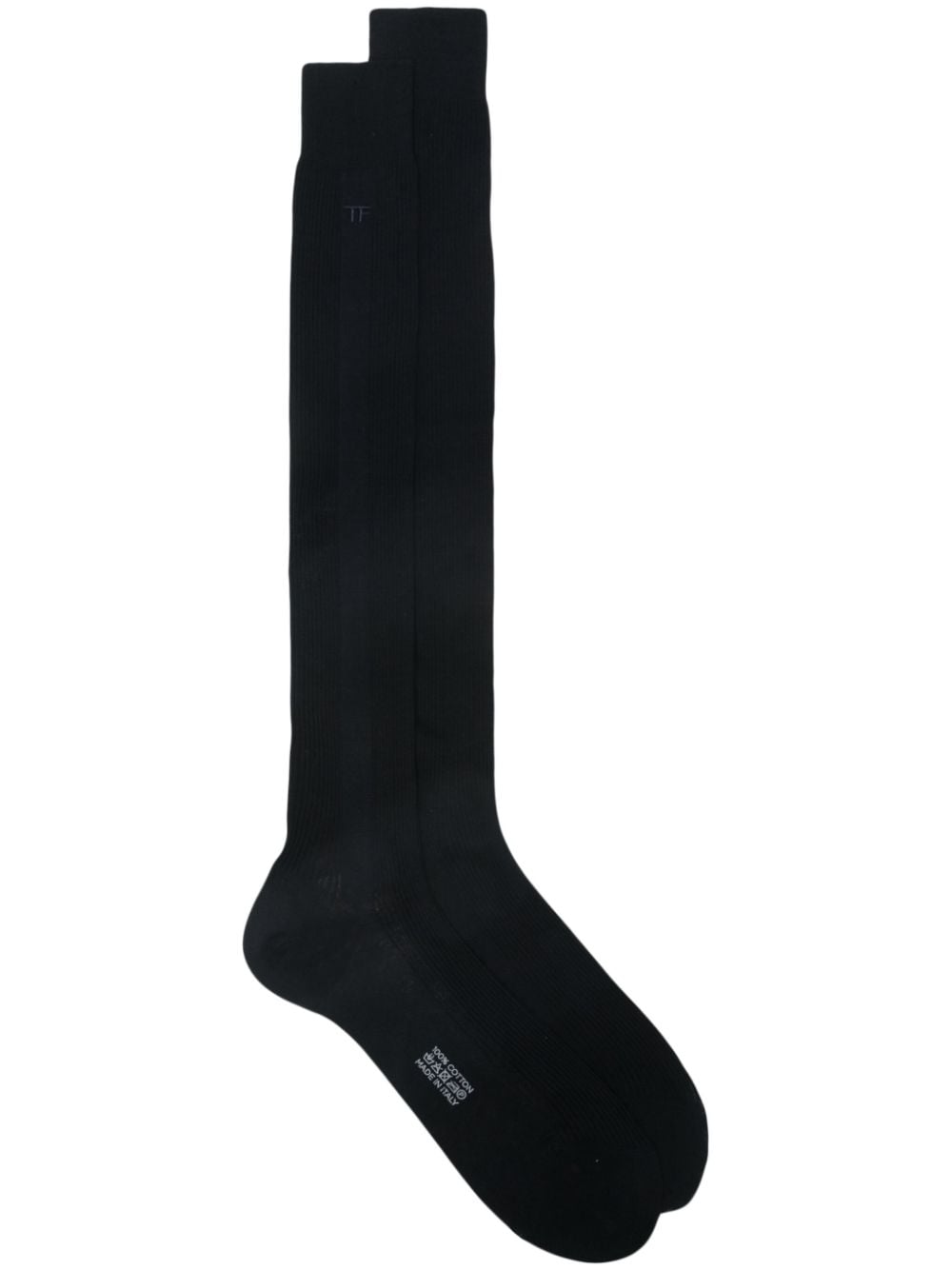 Tom Ford Logo-embroidered Cotton Socks In Black