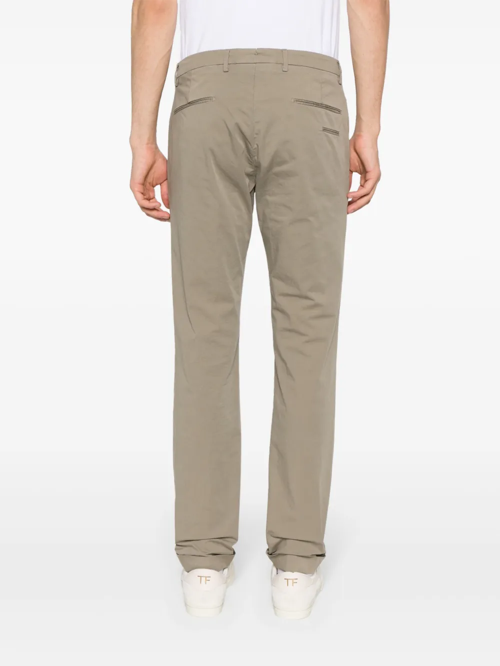 Shop Briglia 1949 Mid-rise Poplin Chino Trousers In Green