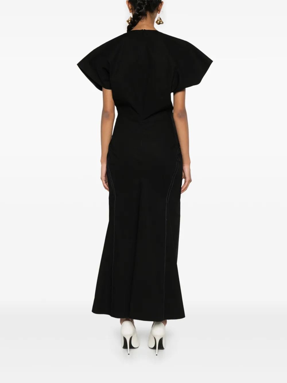 Shop Victoria Beckham Flared Poplin Dress In Black