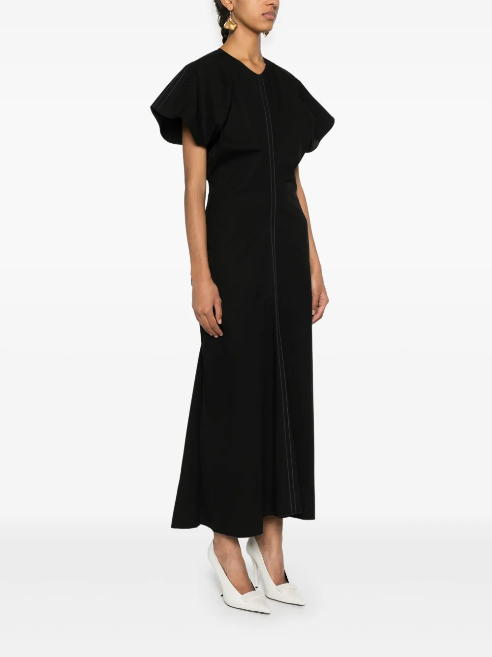 Shop Victoria Beckham Flared Poplin Dress In Black