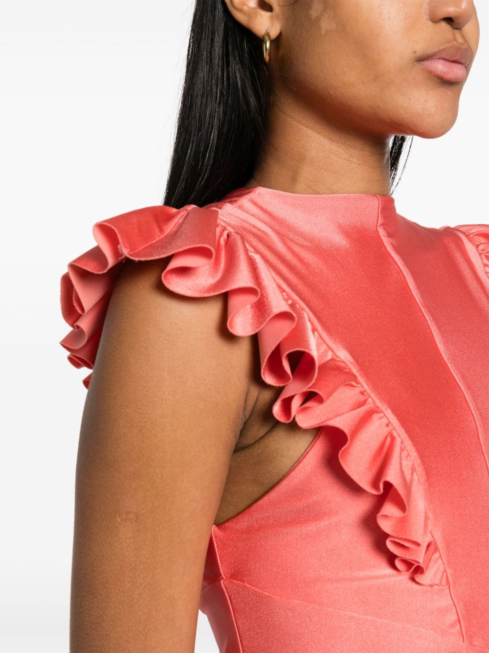Shop Philosophy Di Lorenzo Serafini Ruffled Flared Maxi Dress In Pink