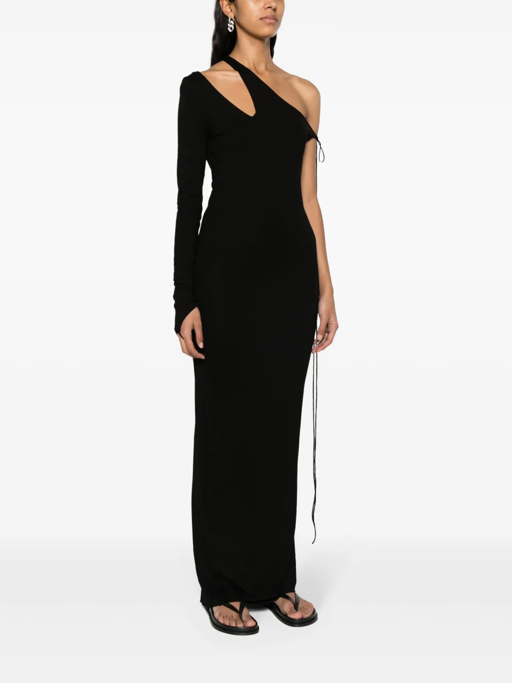 Shop Manurí One-sleeve Jersey Maxi Dress In Black