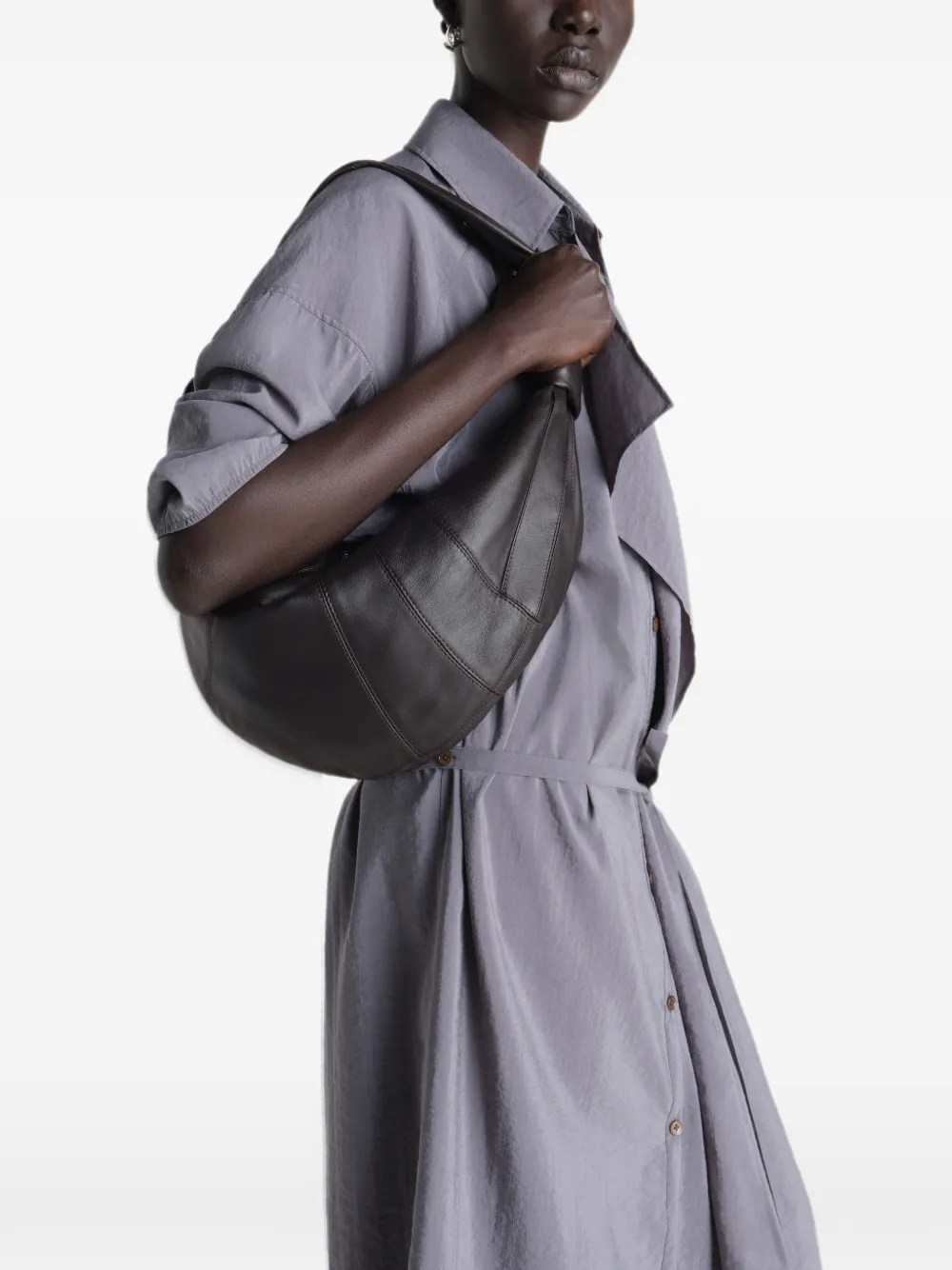 LEMAIRE Fortune Croissant leren tas Bruin