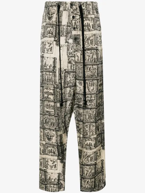 Uma Wang graphic-print straight-leg trousers